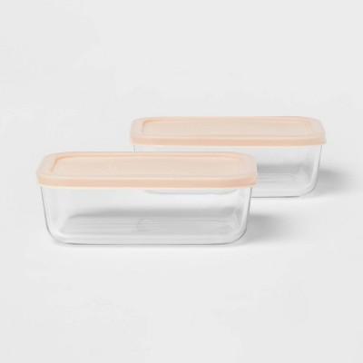 4 Cup 2pk Rectangular Glass Food Storage Container Set - Room Essentials™