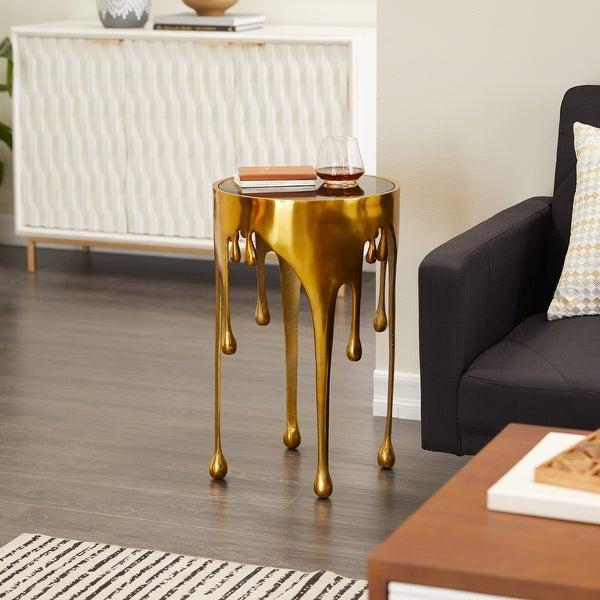 Aluminum Contemporary Accent Table - 25"W, 16"H - Gold