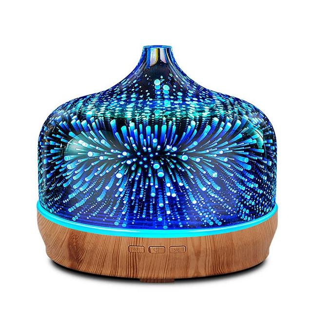 Porseme 500ml Essential Oil Diffuser 3D Glass Aromatherapy Ultrasonic Humidifier - Auto Shut-Off, Timer Setting, BPA Free for Home Hotel Yoga SPA Gift