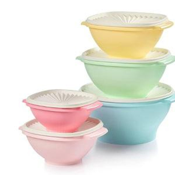 Tupperware Heritage Collection, 10 Piece Food Storage Container Set in Vintage Colors, Dishwasher Safe and BPA Free (5 Bowls, 5 Lids)