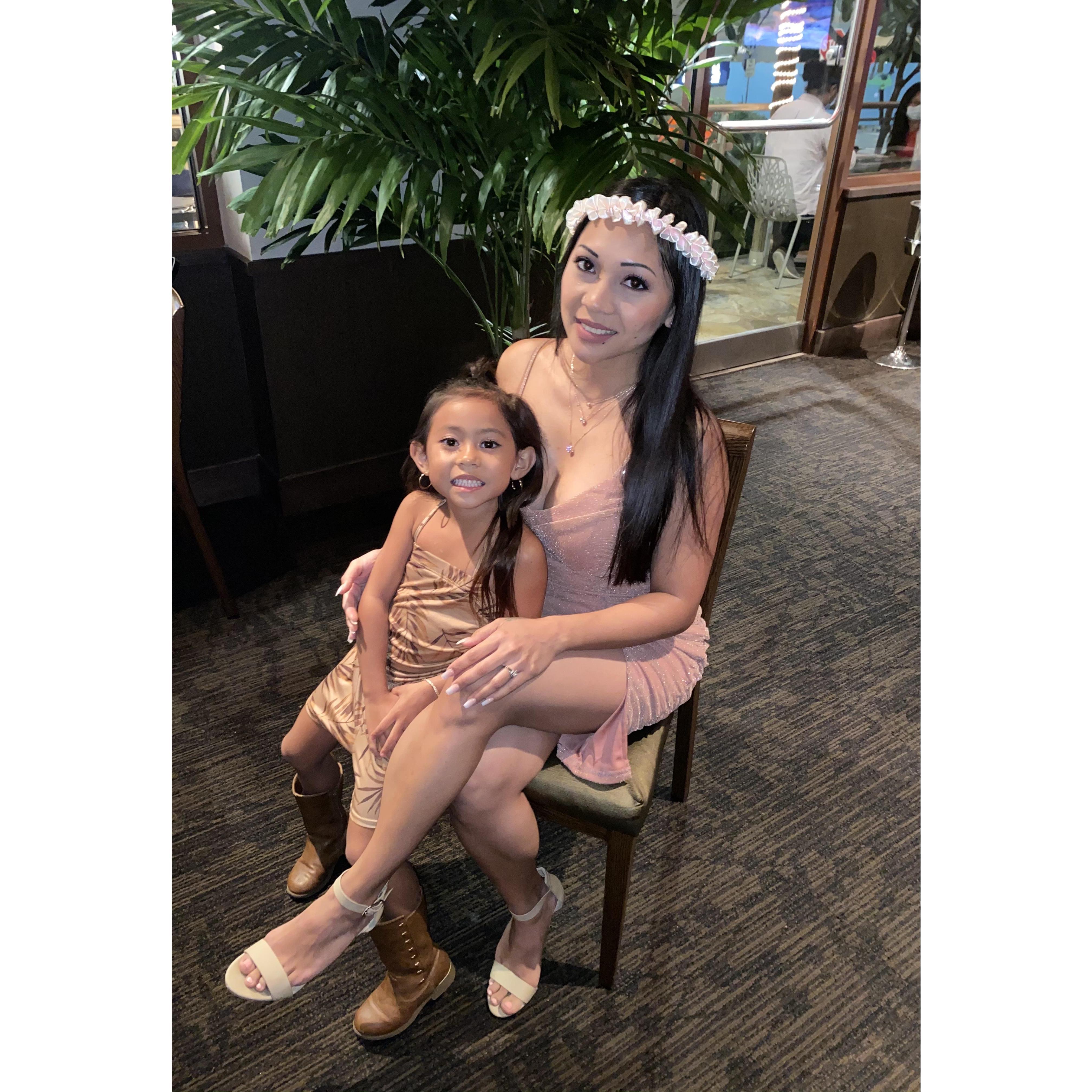Bride with flower girl