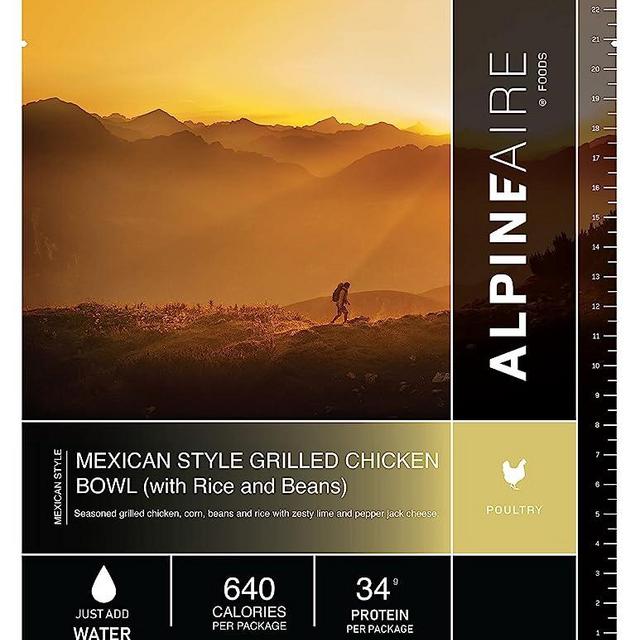 AlpineAire Mexican Style Grilled Chicken Bowl, Freeze-Dried/Dehydrated, Entrée Meal Pouch, Just add Water