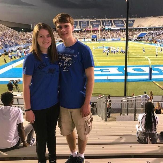 Watching a football game together at MTSU when Jacob was a student there.