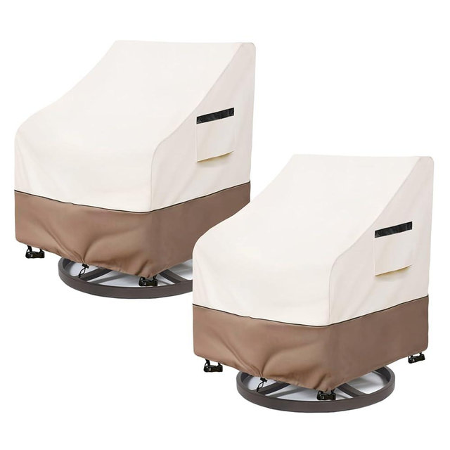 SoloToo Patio Chair Covers Waterproof Heavy Duty Patio Furniture Covers, 37W x 40D x 36H Inches Swivel Outdoor Chair Cover 2 Pack (Beige)