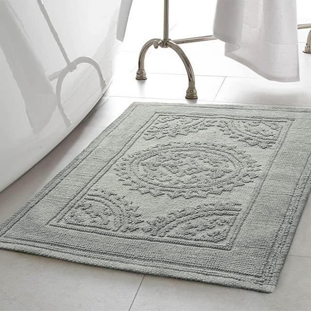 Jean Pierre New York Cotton StoneWash Medallion 17x24/20x32 in. 2-Piece Bath Rug Set, Gray Blue