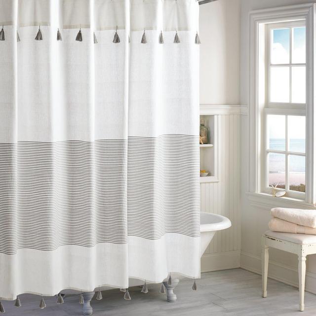 Campanella 100% Cotton Striped Single Shower Curtain