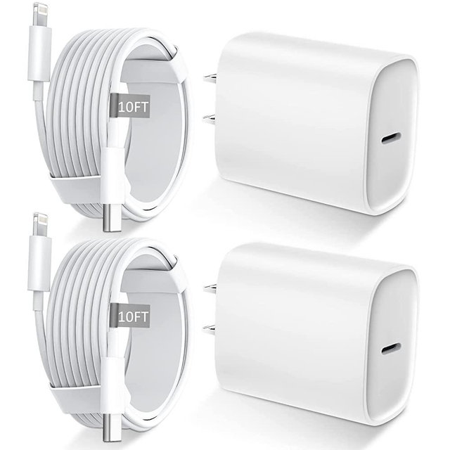 iPhone 13 12 11 Fast Charger [MFi Certified],10FT Long Fast Charging Lightning Cable with 20W USB C Charger Block for iPhone13/13Pro Max/12/12 Pro Max/11/11Pro/XS/Max/XR/X/8Plus,iPad,2 Pack