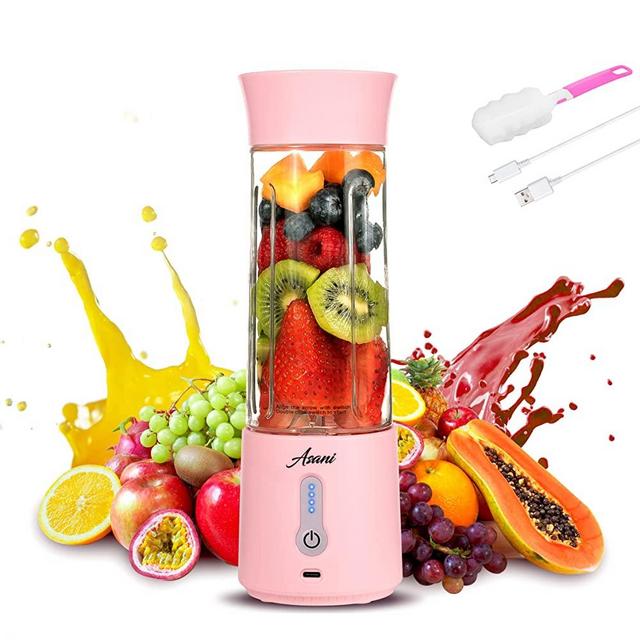 Portable Juicer Cup USB Smoothie Blender 6 Blade Wireless Fruit Squeezer, with Drinking Cup (BPA Free, No FDA Certificate) - Pink