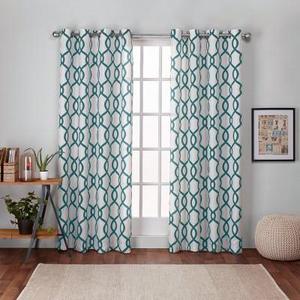 Kochi Linen Blend Grommet Top Window Curtain Panel Pair Teal (54"x96") - Exclusive Home™