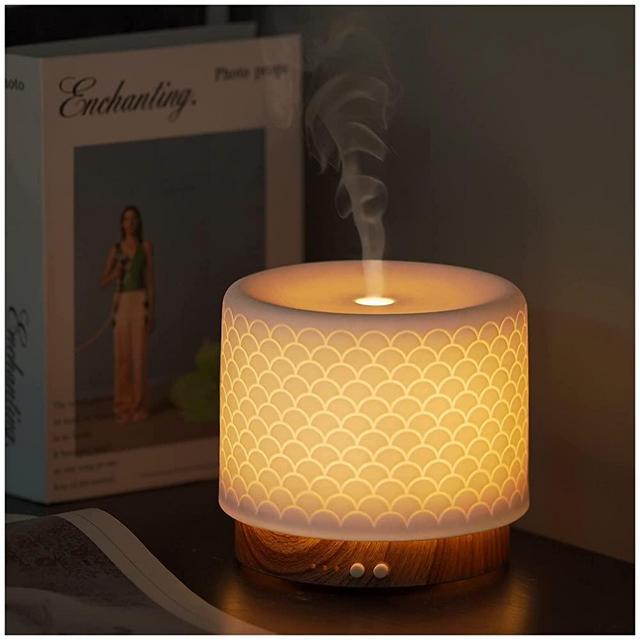 Essential Oil Diffusers, Ceramic Diffuser with Unique Mermaid Design, 280ml Diffusers for Essential Oils Large Room, Warm Ambient Light, Aromatherapy Diffuser Home Decor, Gift Choice, MOS-M5-N