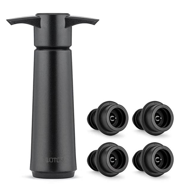 WOTOR Wine Saver with 4 Vacuum Stoppers, Wine Stopper, Wine Preserver, Reusable Bottle Sealer Keeps Wine Fresh (Wine Pump + 4 stoppers)