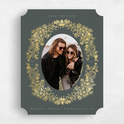 Green Ticket Wedding Save the Date - Sawyer Photo Foil