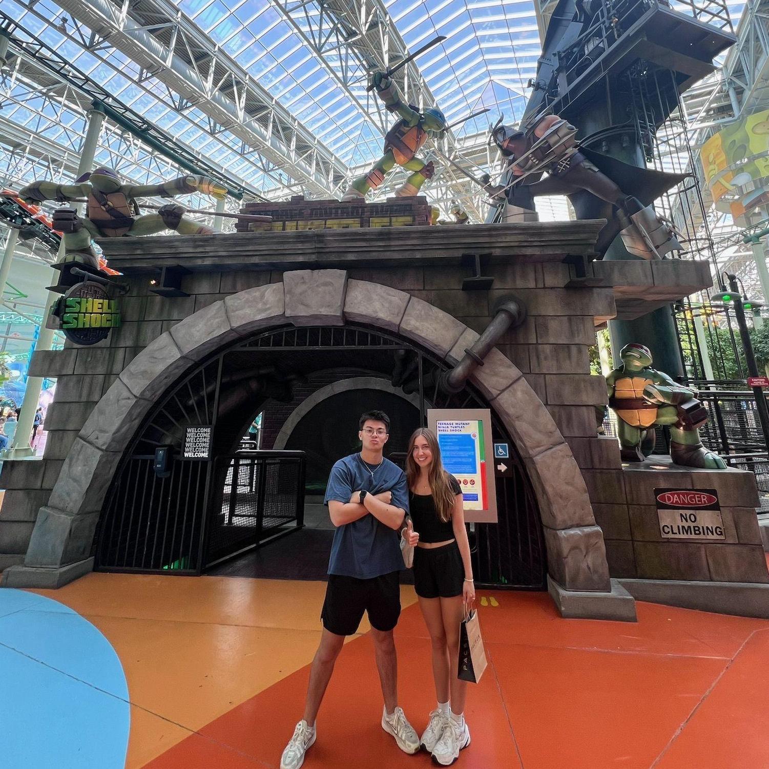 We went to The Mall of America in Minneapolis before travelling home from Claire's wedding! I got Ethan to ride a rollercoaster and he hates them.