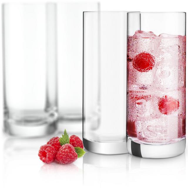 JoyJolt Stella Lead Free Crystal Highball Glass 14.2-Ounce Barware Collins Tumbler Drinking Glasses For Water, Juice, Beer, And Cocktail Set Of 4