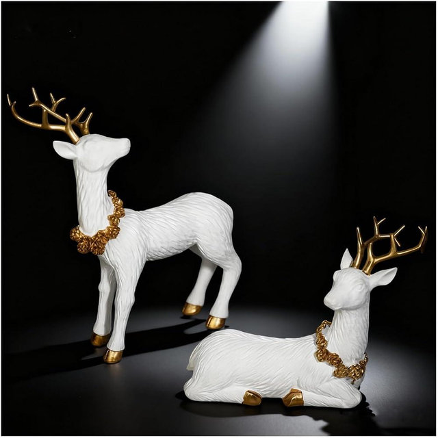 2 Pcs of Pine Cone Deer Resin Ornaments, Christmas Deer Ornament, Elk Ornament, Home Decor,Perfect, to Enhance The Festive Atmosphere (White)