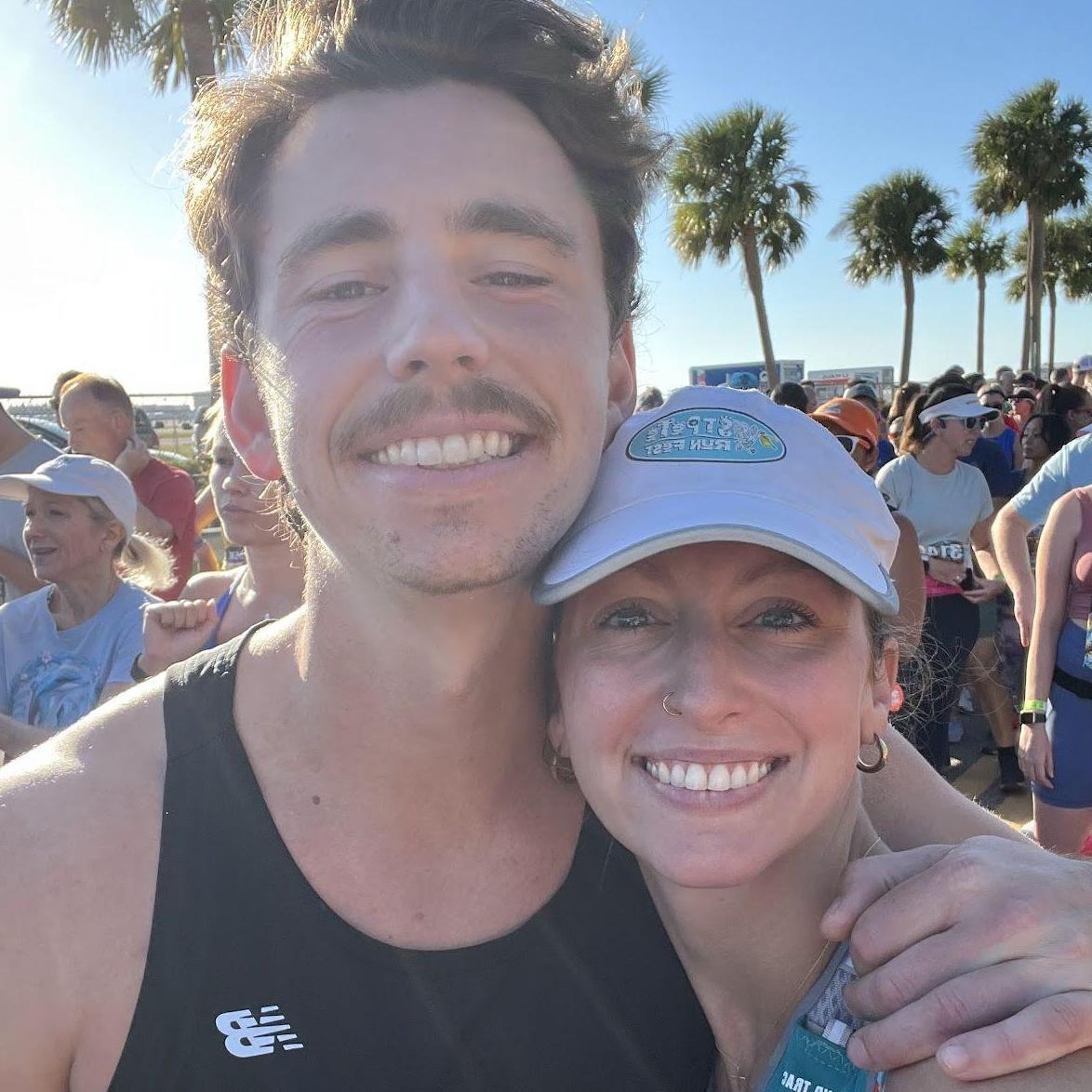 We race together. Here we are about to run a 10K + 5K challenge.