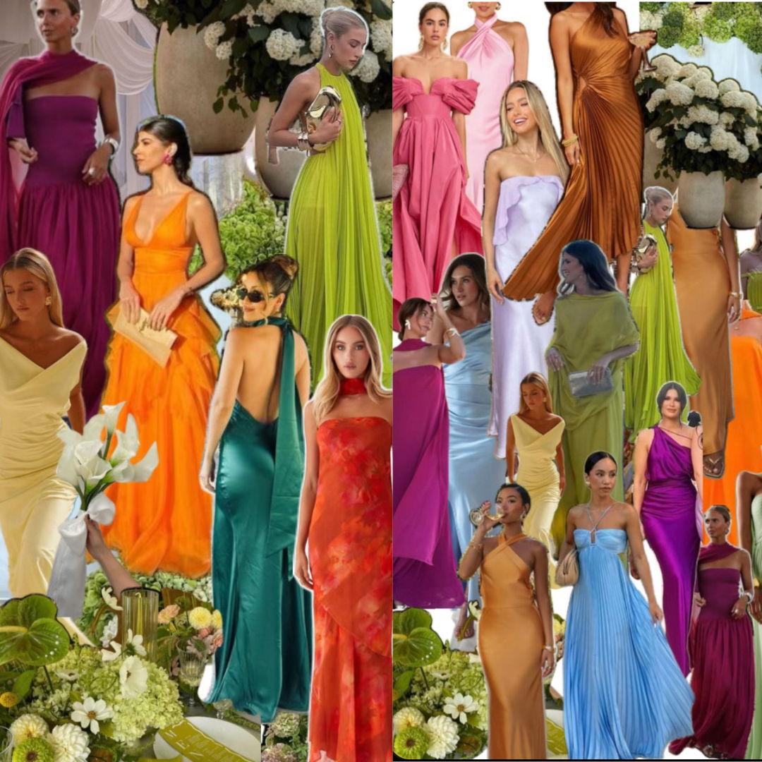 Ladies Dress Code Formal or semi-formal dresses encouraged in vibrant, earthy, or jewel tones inspired by the palette shown. Please avoid white, ivory, or cream.