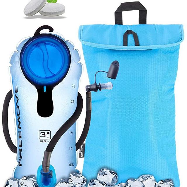 FREEMOVE Hydration Bladder and Cooler Bag 2L or 3L> Keeps Drink Cool and Protects Bladder < Leak Proof Water Reservoir, Tasteless & BPA Free, Premium TPU Material, Quick Release Tube & Shutoff Valve