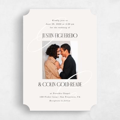 Beige Ticket Wedding Invitation - Ferrara Photo