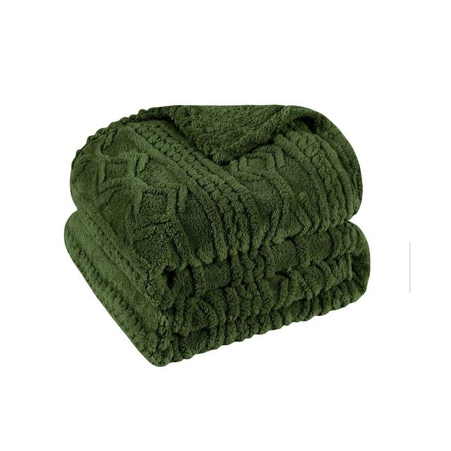 Superior Boho Knit Jacquard Fleece Plush Fluffy Blanket, Twin