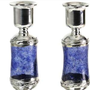 Candlesticks, Blue Glass and Electroform Sterling Silver