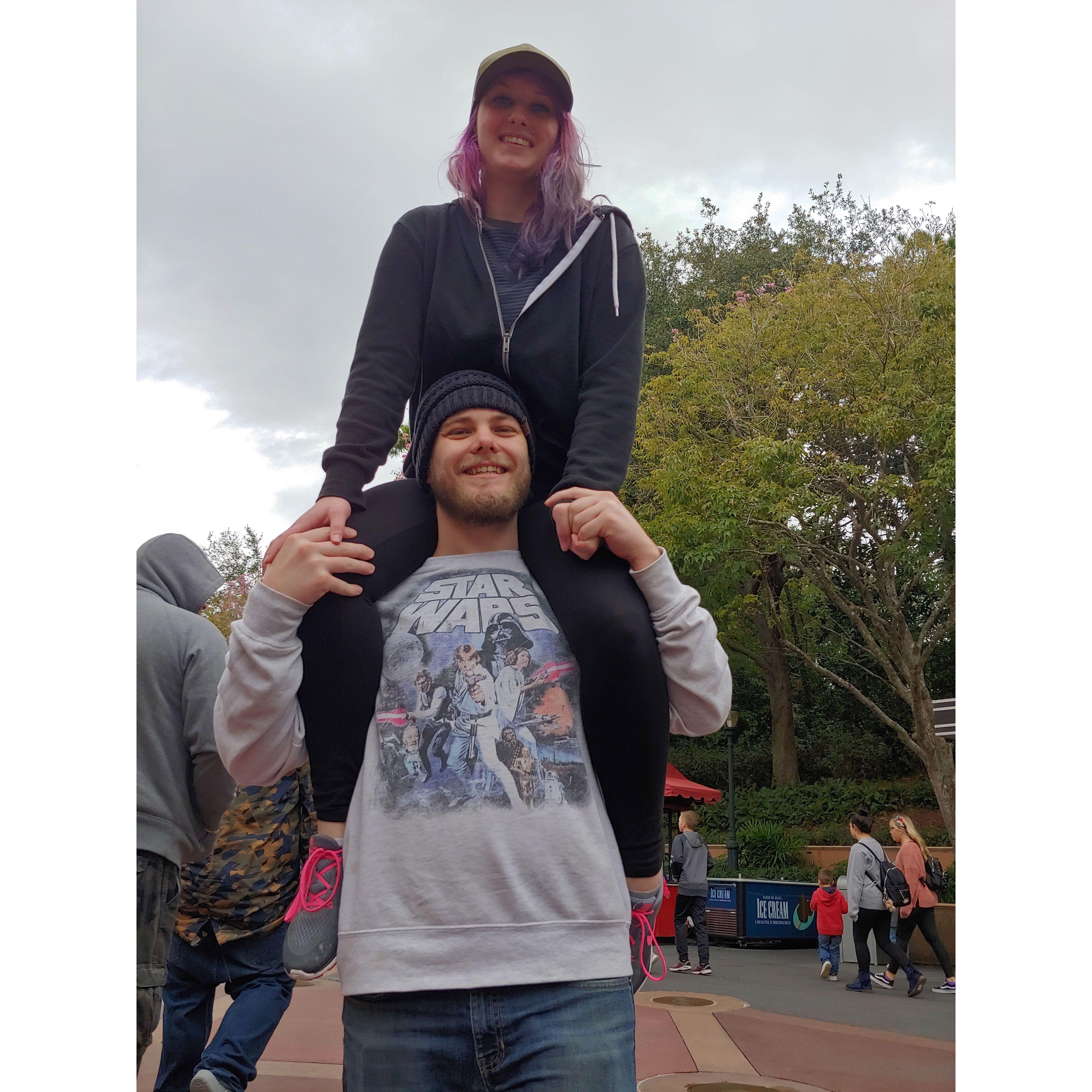 This was taken at Rockin' Rollercoaster at MGM studios; we actually got in trouble for doing this and were asked by staff to not do that anymore!