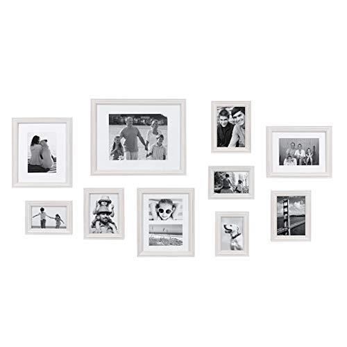 Kate and Laurel Bordeaux Gallery Wall Wood Picture Frame Set, 10 Piece, White