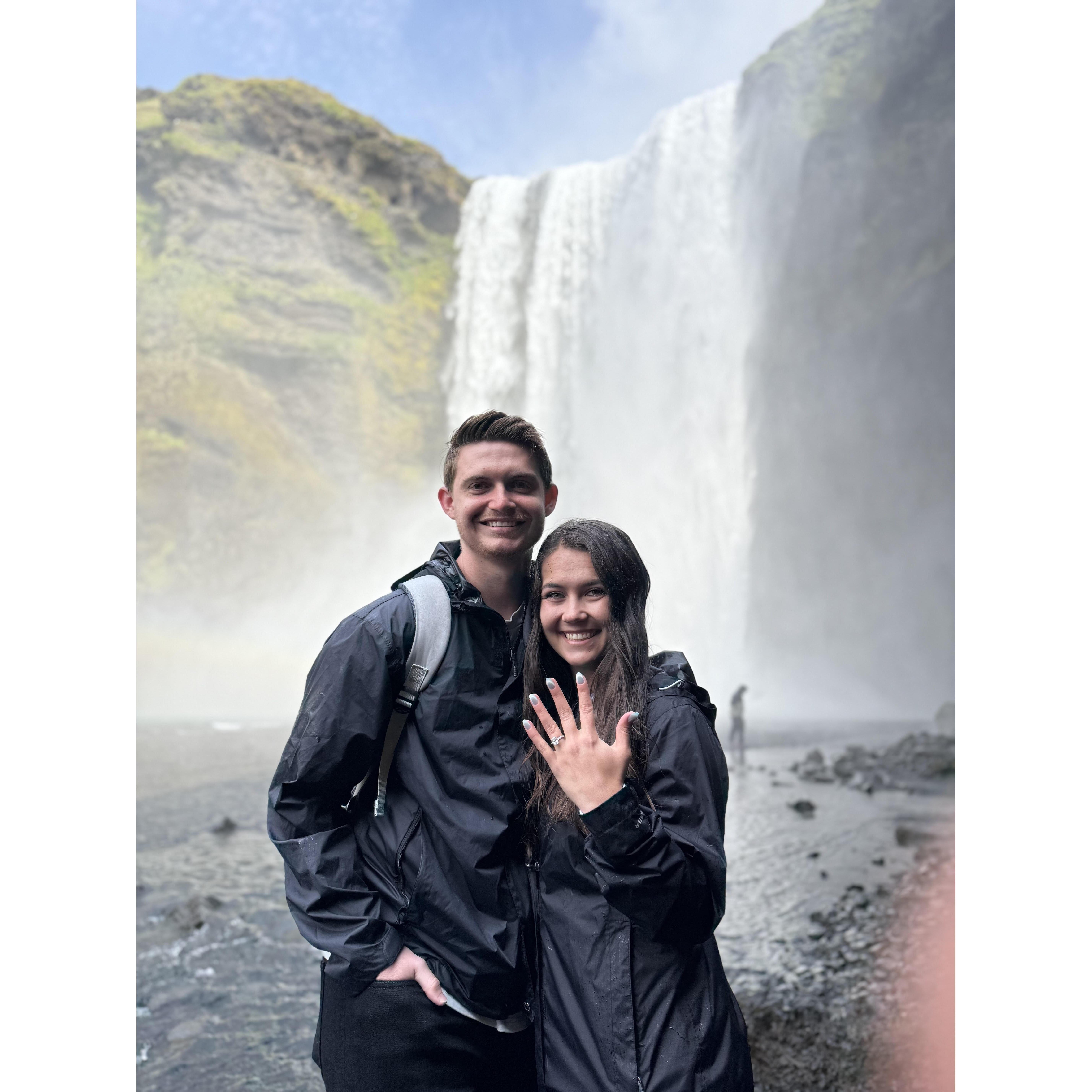 6.16.2025- Our engagement under the Skógafoss Waterfall in Iceland!