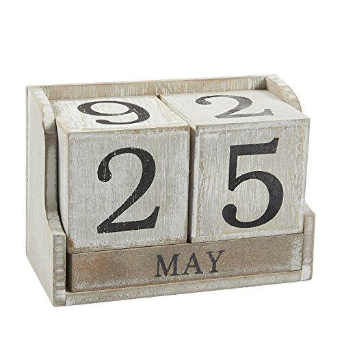Calendar Block - Wooden Perpetual Desk Calendar - Home and Office Decor, 5.3 x 3.7 x 2.6 inches