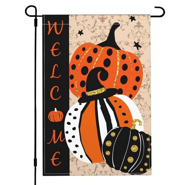 Halloween Garden Flag 12x18 Inch Double Sided, Vintage Print Pumpkins Yard Flags for Outdoor Decoration Seasonal Flag for Yard Decor