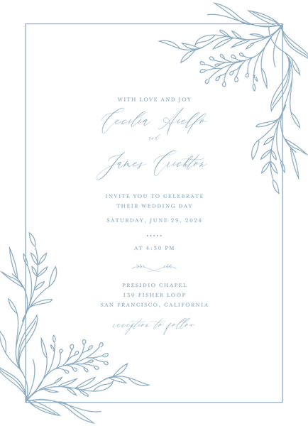 Bellevue Portrait | Dusty Blue | Zola Wedding Invitations