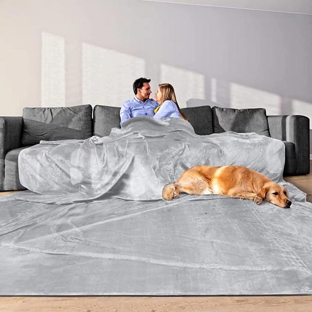 Oversized Blanket 120x120 Inches, Giant Huge Blanket for Bed, Sofa,Travel and Camping, Extra Large Big Soft Blanket Fits The Whole Family and Outdoor Campaign, Light Grey Blanket