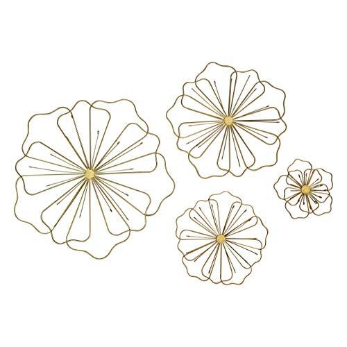 Bellaa 23271 Flower Metal Wall Decor Nature Floral Home Art Set of 4