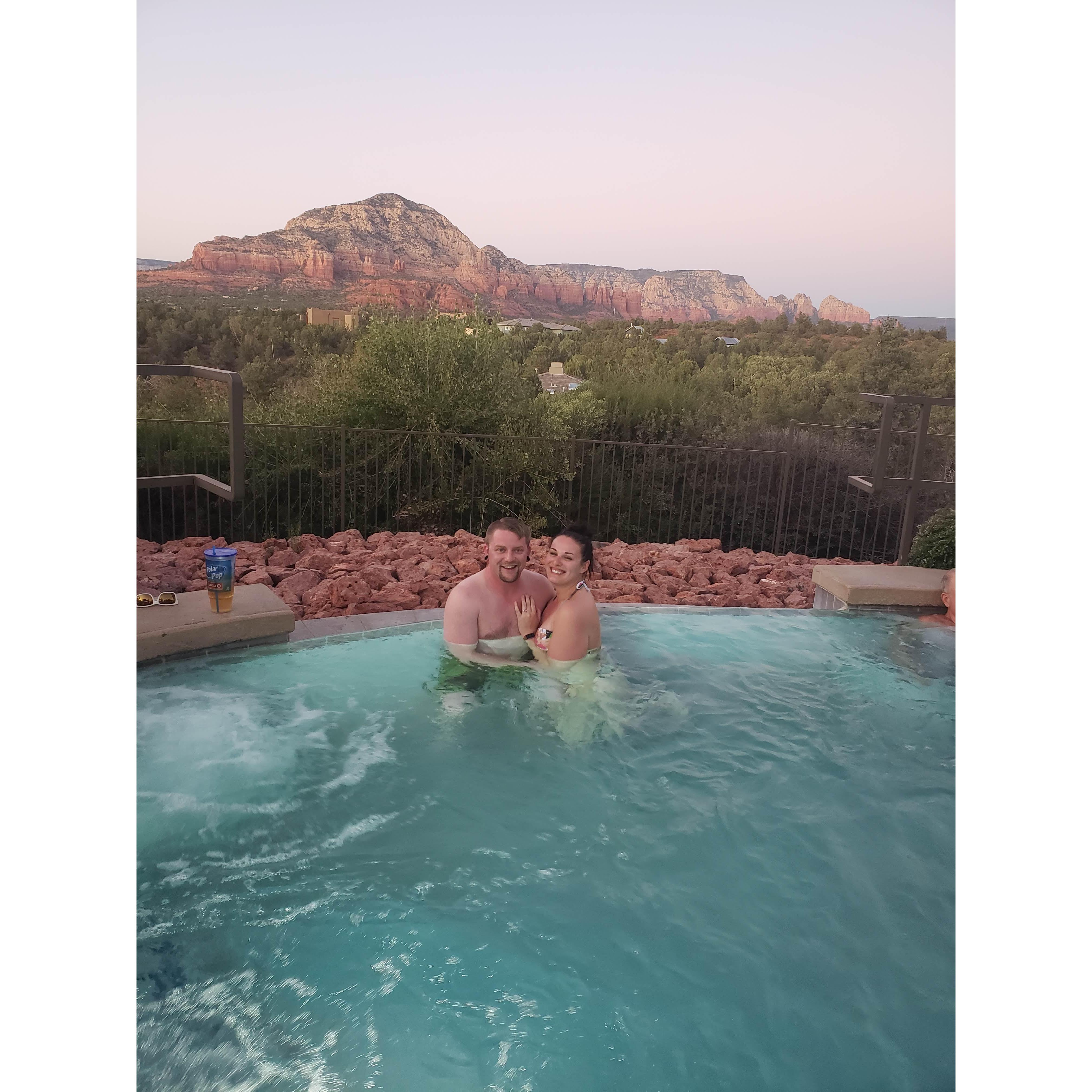 Relaxing in the pool at the resort in Sedona, AZ