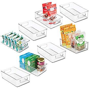 Greenco GRC0250 6 Piece Refrigerator and Freezer Stackable Storage Organizer Bins with Handles, Clear