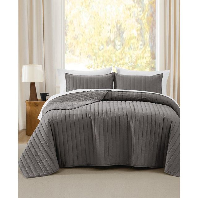 Brooklyn Loom Oversized Cotton Percale 3-Pc. Quilt Set, Full/Queen