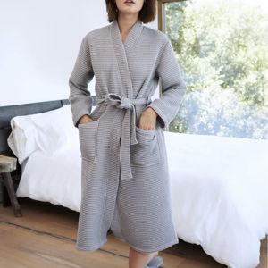 Grey Organic Turkish Waffle Robe - M