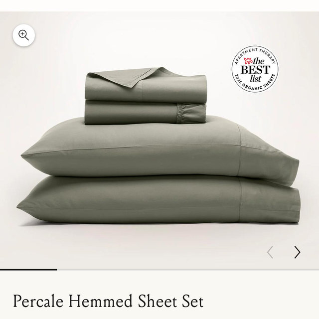 Percale Hemmed Sheet Set - Juniper - Queen