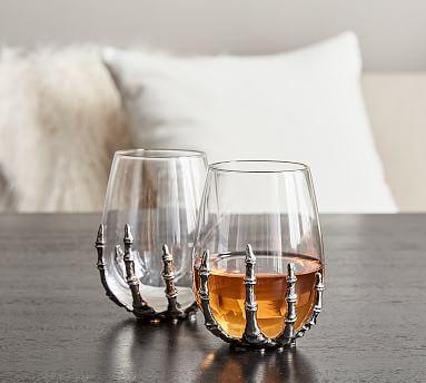 Skeleton Hand Stemless Wine Glass