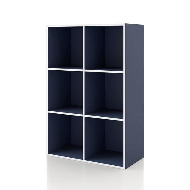 24/7 Shop At Home 35.27" Silkpath Modern 6 Cube Stackable and Modular Bookcase Blue