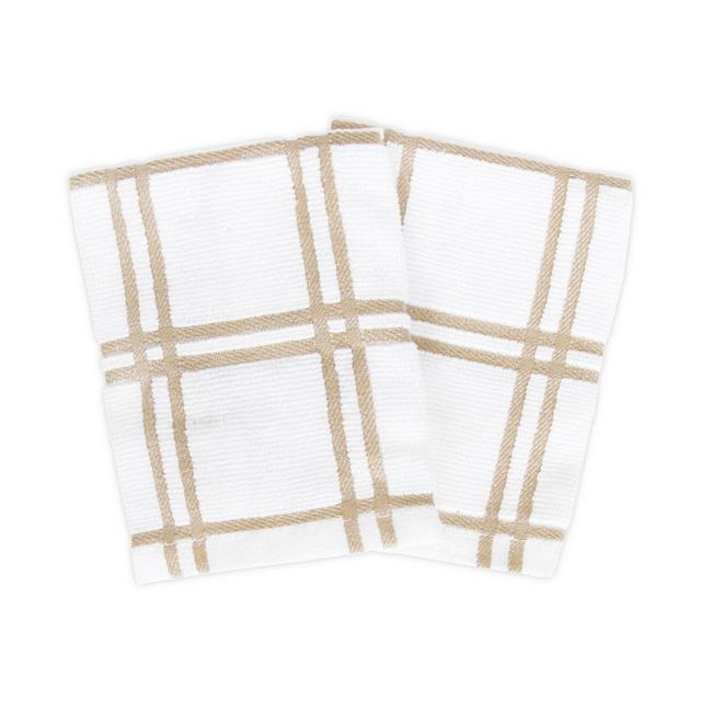 KitchenSmart® Colors Plaid Dish Cloths in Sand (Set of 2)