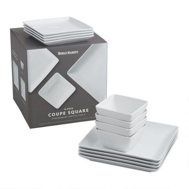 White Square Coupe Dinnerware 12 Piece Set