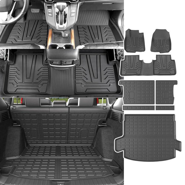 powoq Hybrid Floor Mat Compatible with 2017-2022 Honda CRV Cargo Mat Backrest Liner Trunk Mat Replacement for 2017-2022 Honda CRV Accessories (Fit 17-22 Hybrid Model, Trunk+Backrest+Floor Mat)