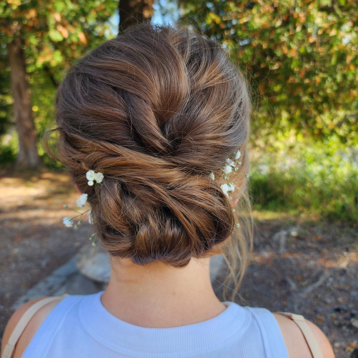 Completed updo before the veil