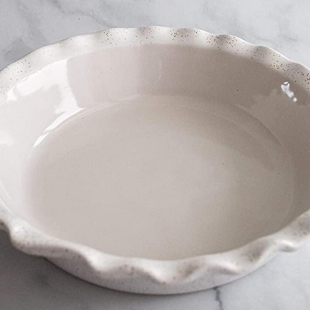 Jefferson Street Ceramics Artisan Stoneware Pie Dish- Fluted 9 inch Deep Dish Ceramic Pan for Baking- Modern Scratch Resistant Pottery Glaze - Large Handcrafted Plate - Made in USA (Heartland Speckle)