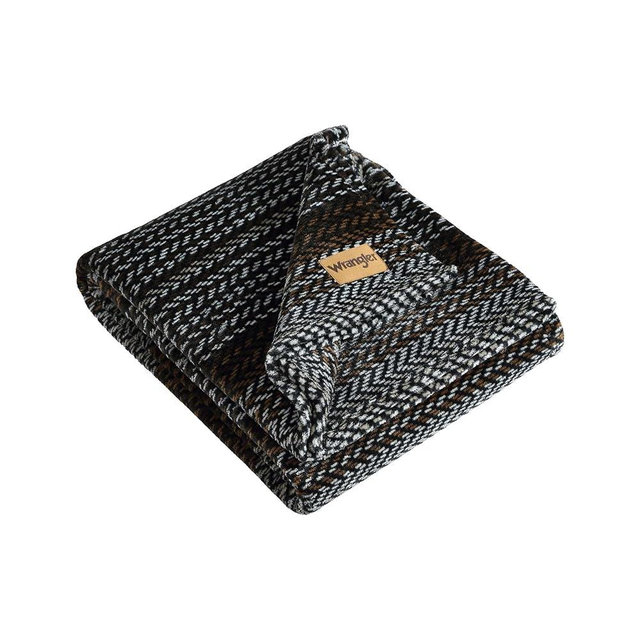 Wrangler - Blanket, Super Soft Plush Fleece Bedding, Yellowstone Inspired Throw Blanket for Couch or Bed (Nash Stripe Brown, 50" x 60")
