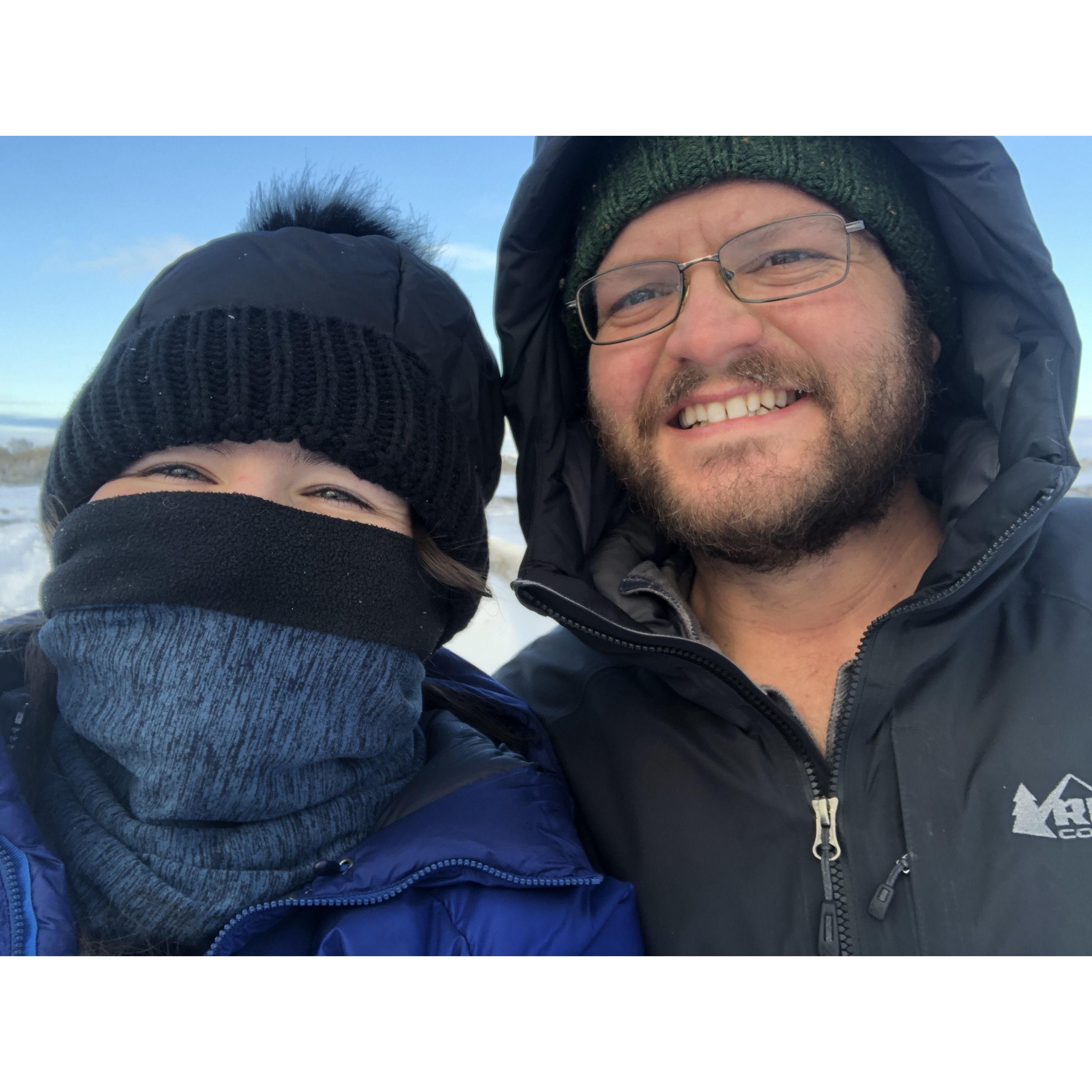Adjusting to the cold in Moses Lake! Or at least one of us was....