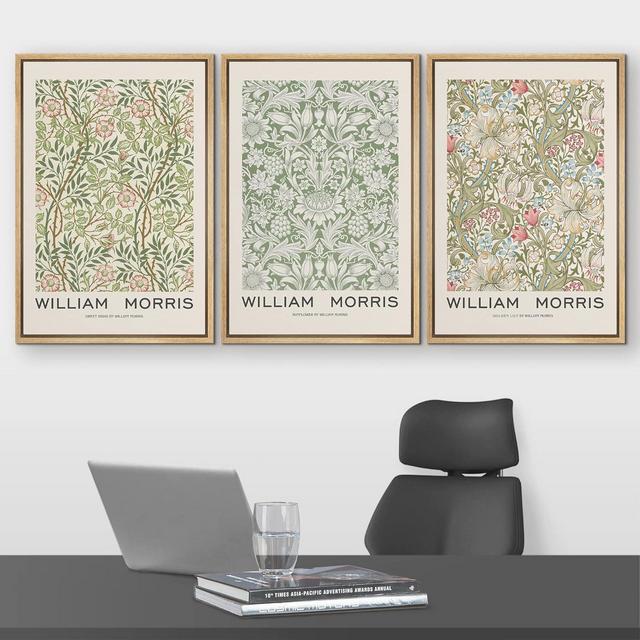 wall26 Framed Canvas Print Wall Art Set William Morris Flower Pattern