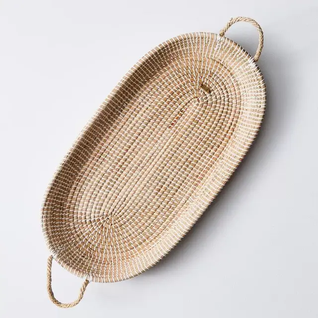 Handwoven Natural Seagrass Basket Tray