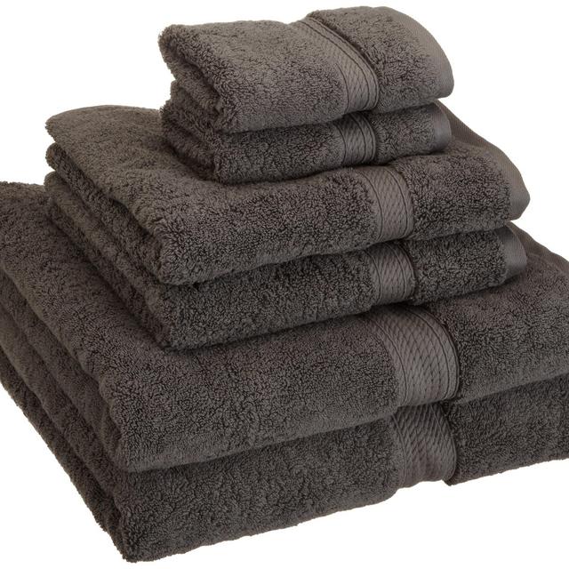 Superior 900 GSM Luxury Bathroom 6-Piece Towel Set, Made of 100% Premium Long-Staple Combed Cotton, 2 Hotel & Spa Quality Washcloths, 2 Hand Towels, and 2 Bath Towels - Charcoal
